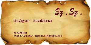 Száger Szabina névjegykártya