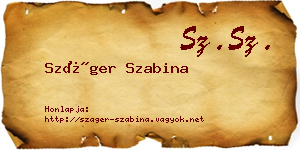 Száger Szabina névjegykártya